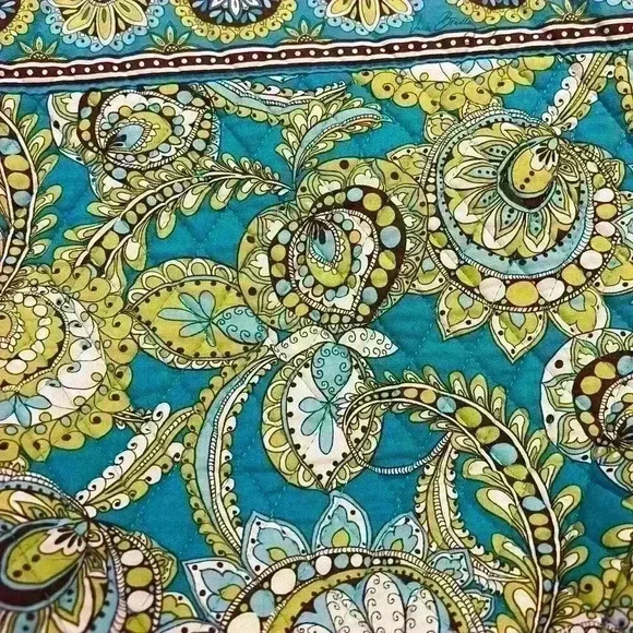 Vera Bradley Get Carried Away Tote Teal Peacock Toggle Bag Retired Hobo Shoulder - Picture 3 of 7